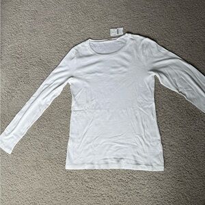 J Crew White Long Sleeve Top
